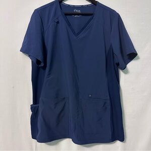 Cherokee iflex Scrub Top Dark Blue V-Neck Pockets Women’s Sz XL Medical Preowned